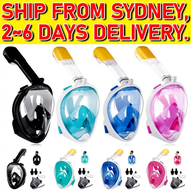 Adult Kids Full Face Snorkel Mask Snorkeling Set Diving Goggles For GoPro Swim