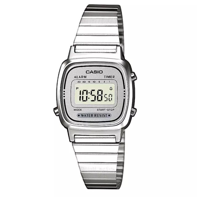 Orologio da Polso CASIO per Donna Digitale Vintage Classico in Acciaio Sveglia