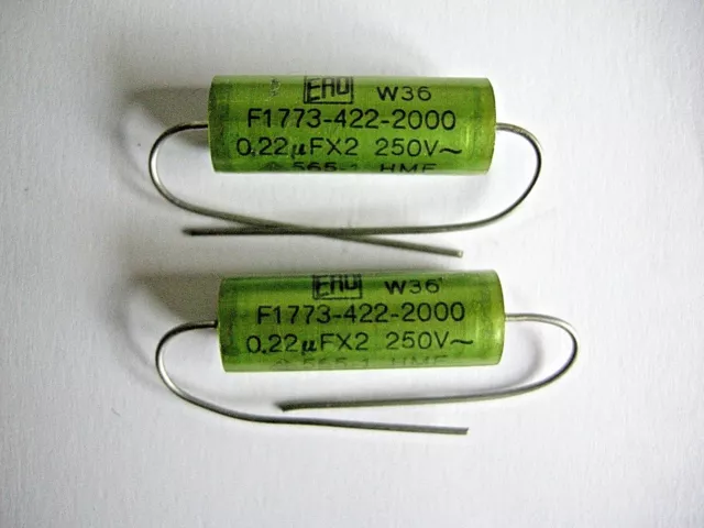 CONDENSATORE ASSIALE 0,22uFX2 220nF 250V ERO MKT/SH axial capacitor ( = 8 PEZZI)