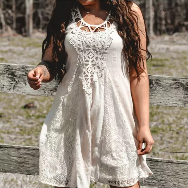Ryu handmade crochet front swing dress cream large