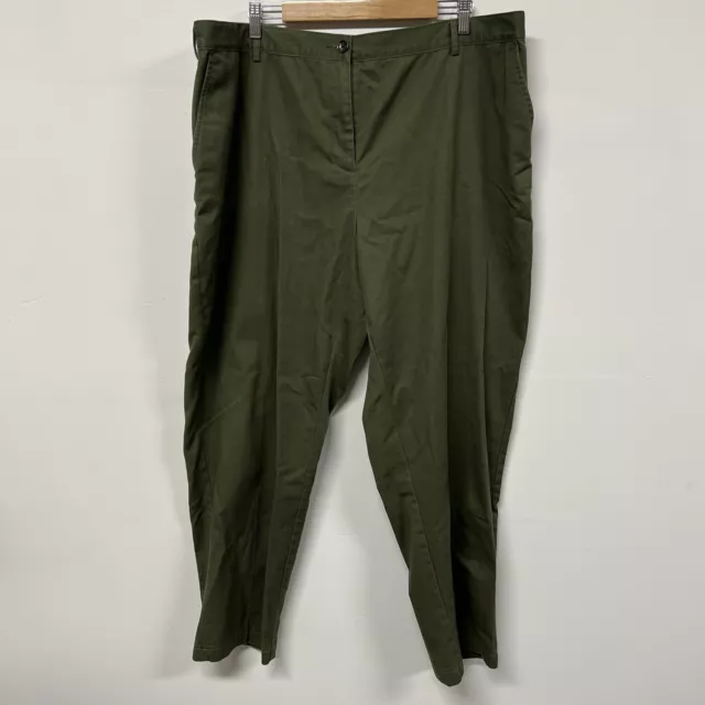 Lands End Womens Green Pants Size 22W High Rise Straight Leg Army Forest Classic