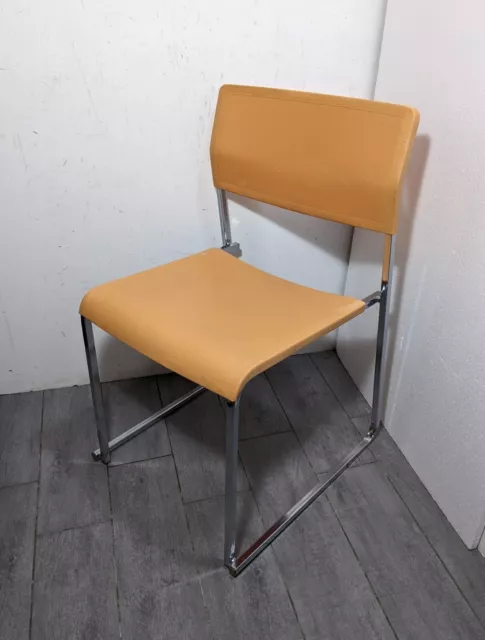 Vintage Krueger Chrome Stacking Side Chair - Mid Century Modern - Orange