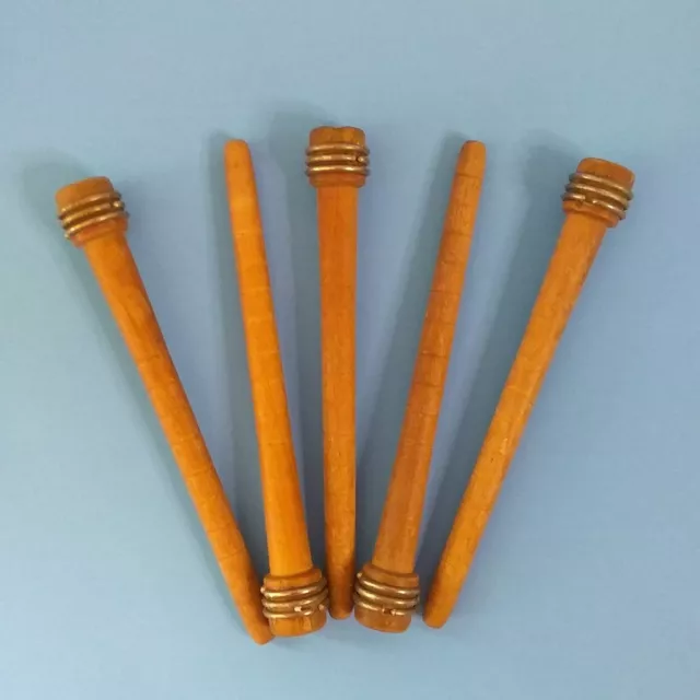 5 Vintage Industrial Textile Mill Wooden Spools Bobbins Spindles