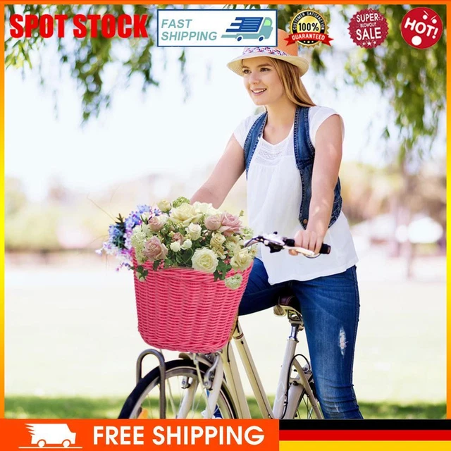 4 teile/satz Rattan Fahrrad Korb + Glocke + Quaste + Aufkleber Lagerung Korb (Ro