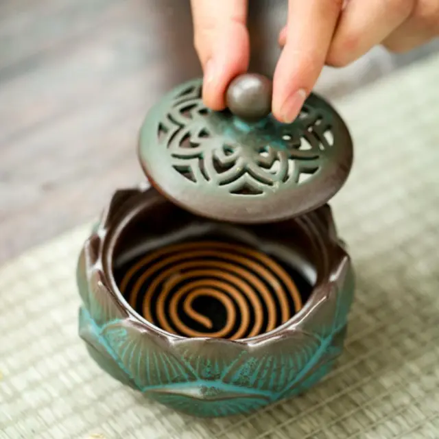 Ceramic Incense Burner Coil Incense Holder for Tea Room Desktop Aromatherapy