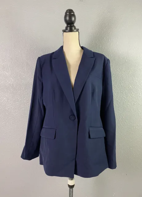 Elie Tahari Women’s Single Breasted Blazer  Navy Blue Size 16 NWT $395