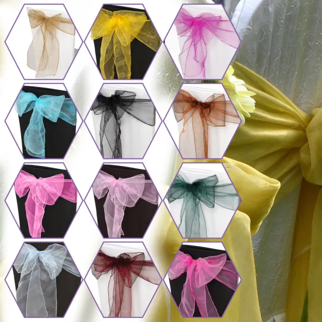 50 X Organza Sashes Chair Cover Bow Sash Wider Fuller Bows for Wedding Events UK