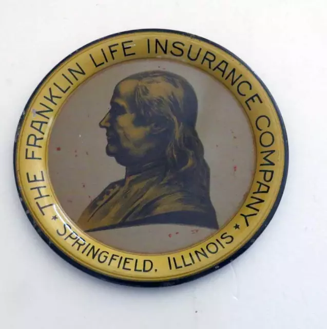 Antique The Franklin Life Insurance Company Springfield, Il - Metal Tip Tray