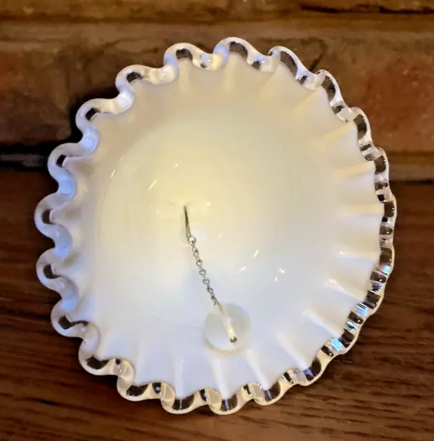 Vintage Fenton Dinner Bell Spanish Lace Pattern Silvercrest Milk Glass 6.25" 2