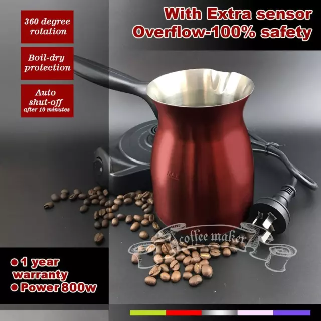 Red Electric Nevery Spilling Out 200ml Turkish coffee maker with Sensor Coffee