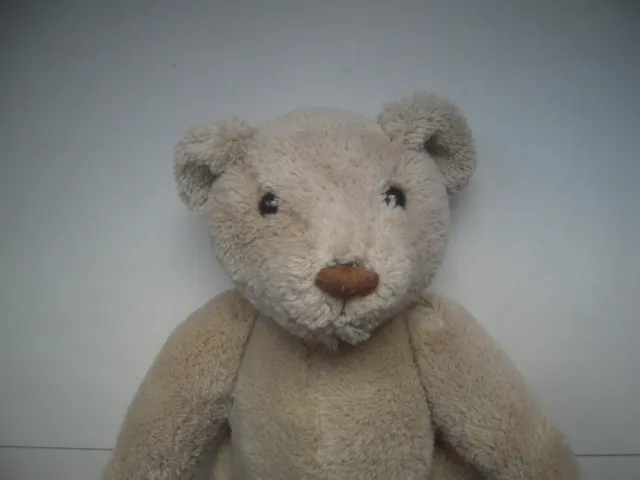 Teddybär 30 cm lang, Kurzhaar beige-grau, kann sitzen, Vintage Optik