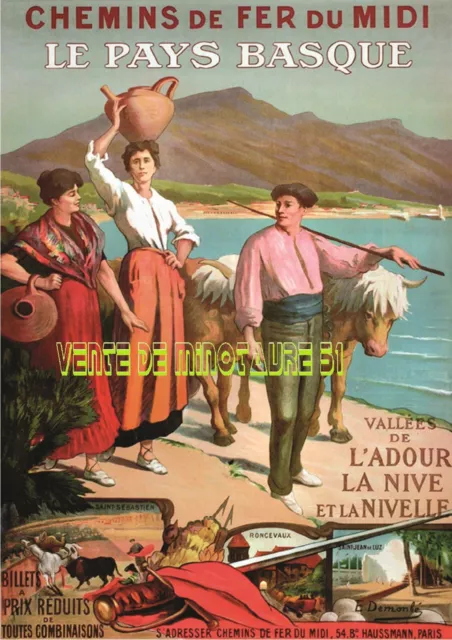 Vallée de l'Adour La Nive & la Nivelle -Pays Basque 64 - 1920 affiche plastifiée