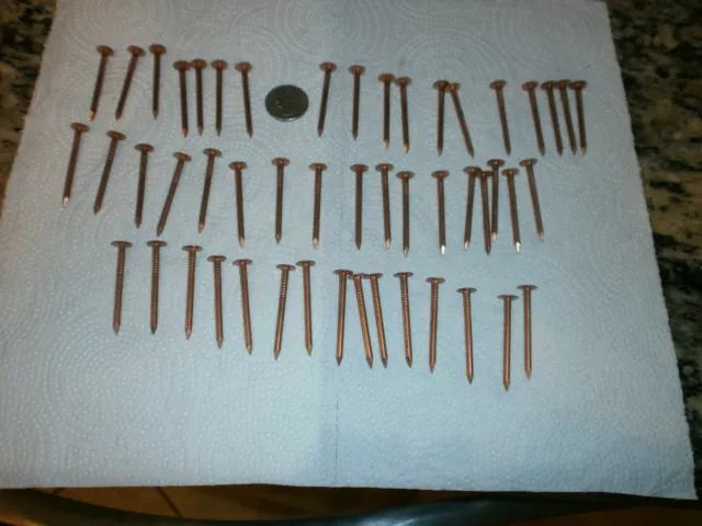 Lot Of 50 Solid Copper Roof Nails 1 3/4