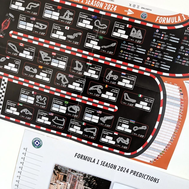 FORMULA 1 2024 Season A3 Wallchart & Poster F1 Race Calendar