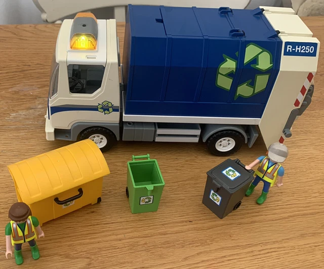 PLAYMOBIL 4129 RECYCLING Lorry with Figures Refuse Truck Bin Lorry £