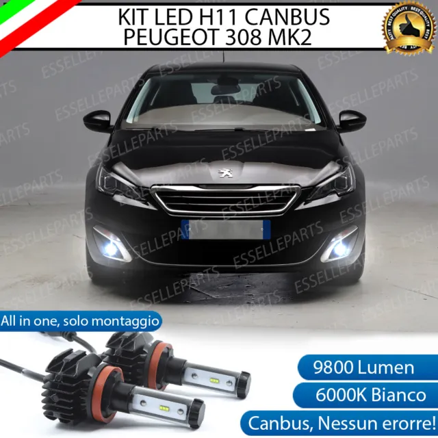 Kit Led H11 6000K Canbus Xenon 9800 Lm Fendinebbia Peugeot 308 Mk2 Ii No Error