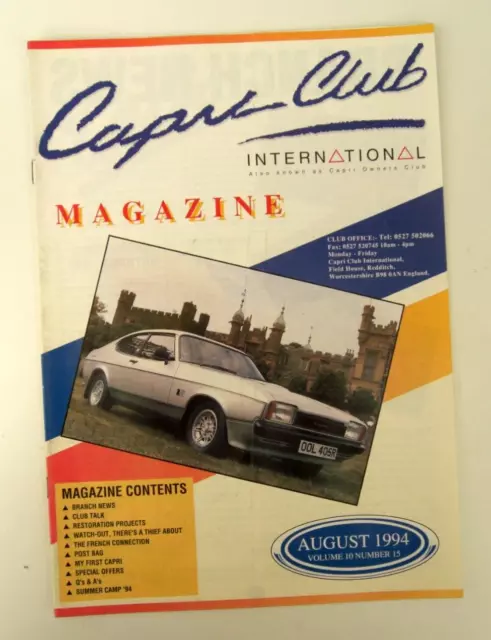 Original Vintage Capri Car Club International Magaine Vol 10 #15 August 1994