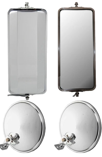 Set of Stainless Steel West Coast Mirrors and 8.5" Offset Convex Truck Mirrors