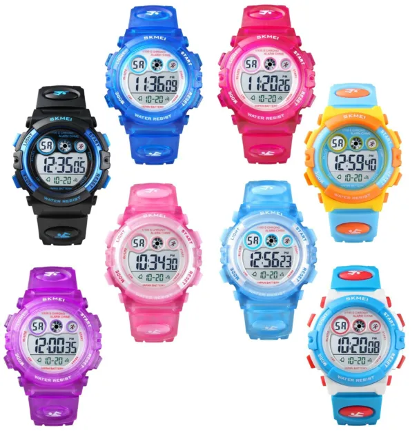 SKMEI Kids Sports Watch 50m Waterproof Children Alarm Digital Wristwatch Light