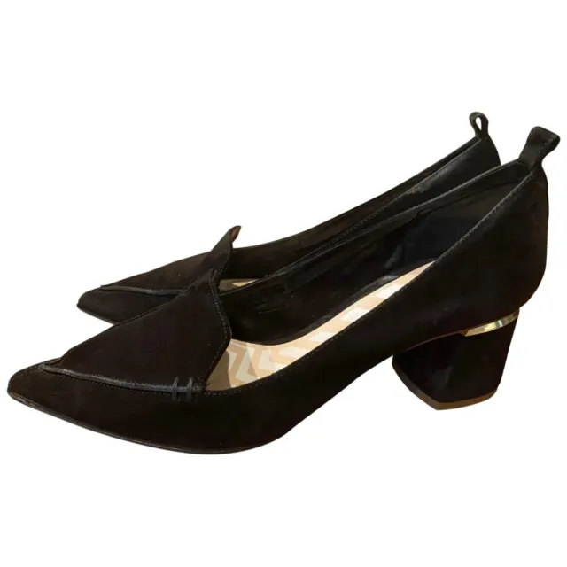 NICHOLAS KIRKWOOD Black Suede “Beya” Block Heel Pumps