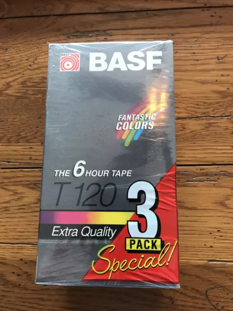 VHS Video Tapes BASF 3 Pack T-120 Factory SEALED NEW, make offer