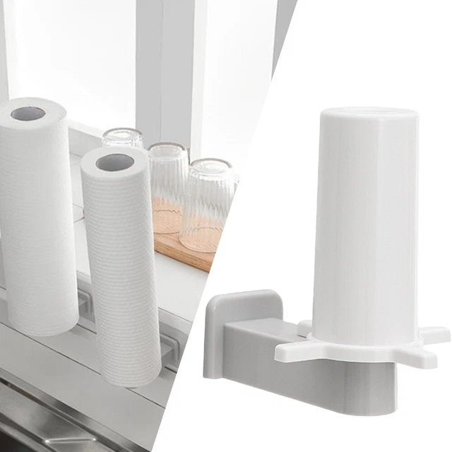 Soporte de papel plástico ligero autoadhesivo para baño y cocina.