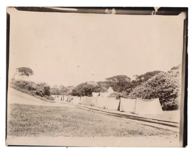 rare original photo panoramic view military camp beside light railway Boer War