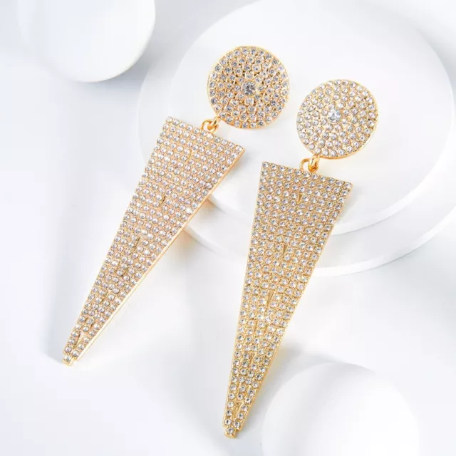 Tassel Crystal Tassel Earings Inverted Triangle Wedding Earrings  Party