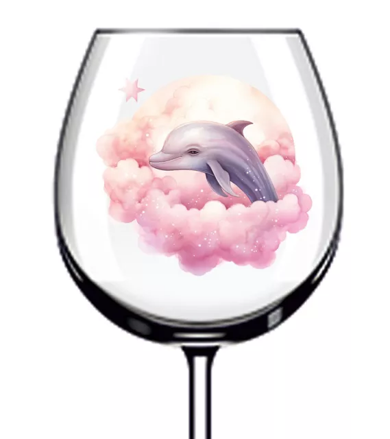 12x Dolphin Sleeping Cloud Colourful Wine Glass Bottle Vinyl Sticker Decal a5228