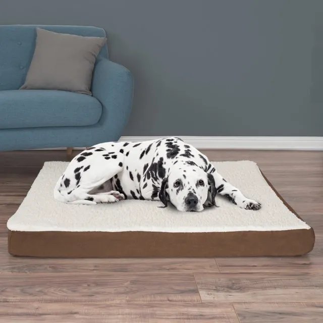 2-Layer Memory Foam with Machine Washable Sherpa Top Cover Dog Bed for Large Dog