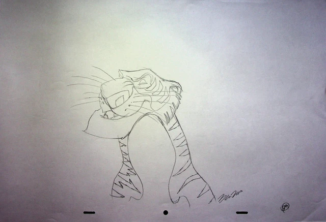 BEN RUSH  SIGNED Hand Drawn Character Shere Khan JUNGLE BOOK 1967 Pencil Art