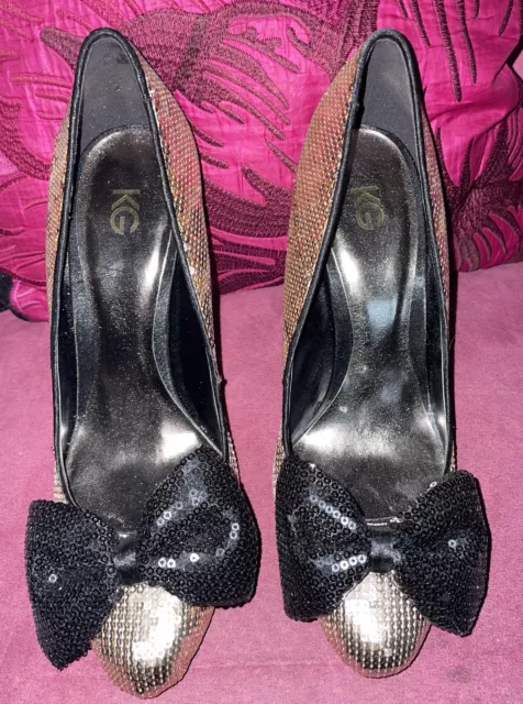 KURT GEIGER GOLD Sequin High Heel Shoe Size 6 £30.00 - PicClick UK