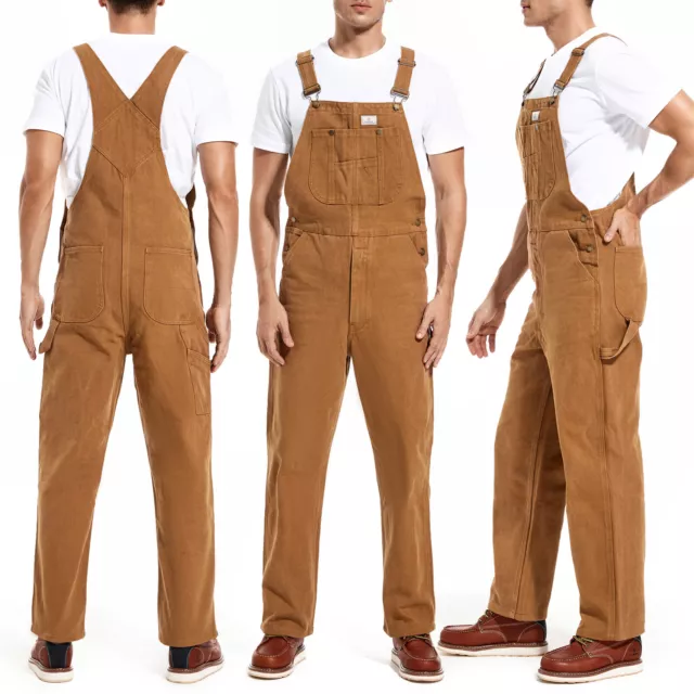 HISEA Men's Bib Overalls Relaxed Fit Workwear Dungaree Pockets Jumpsuits Jeans