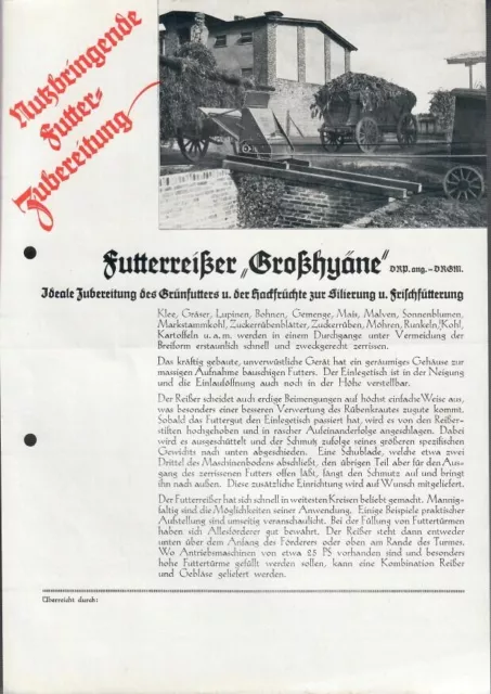 Hist. Schrift: Futterrreißer "Großhyäne"