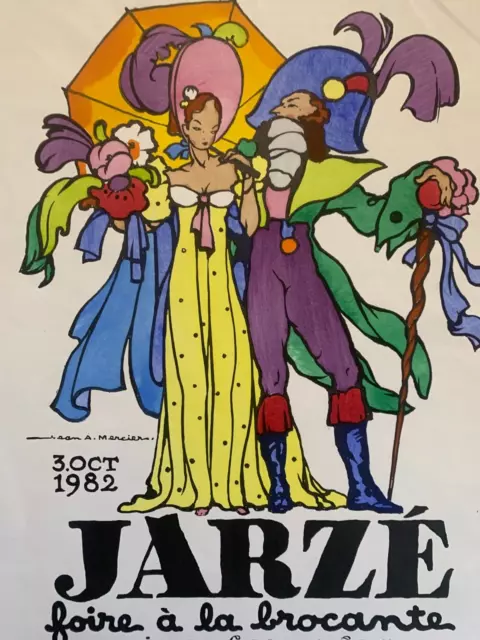 Affiche Jarzé Foire à la Brocante Vins & Fromages Maine-et-Loire MERCIER 1982 2