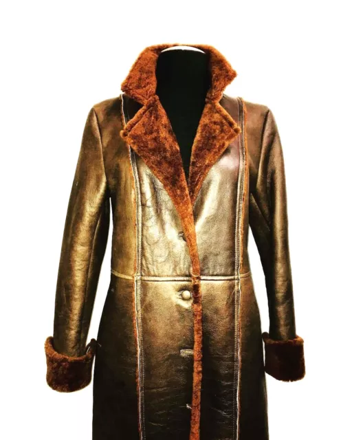 SHEARLING FITTED COAT GORGEOUS QUALITY NEW UNIQUE / Luxor Leather and Furs