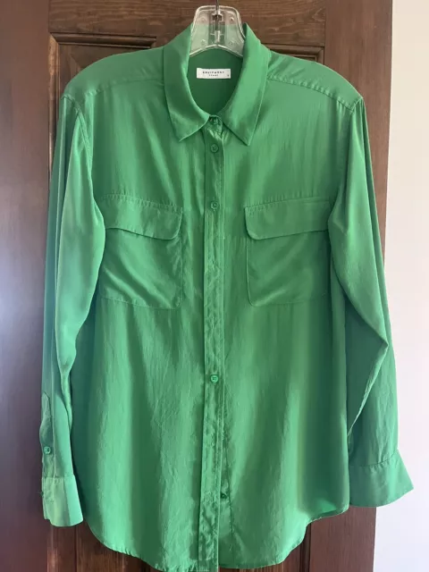 EQUIPMENT Femme Womens Silk L/S Blouse- Sz Small REDUCED 15% - Crisp Green VGC