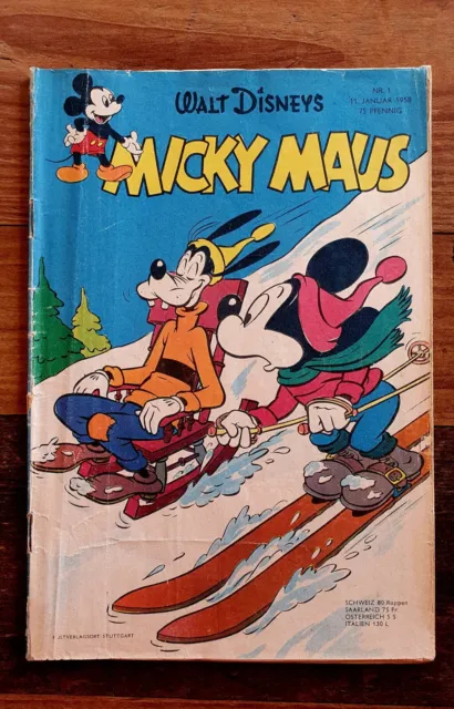 Micky Maus Heft Nr 1 von 1958 - Original, kein Nachdruck - Ehapa Verlag