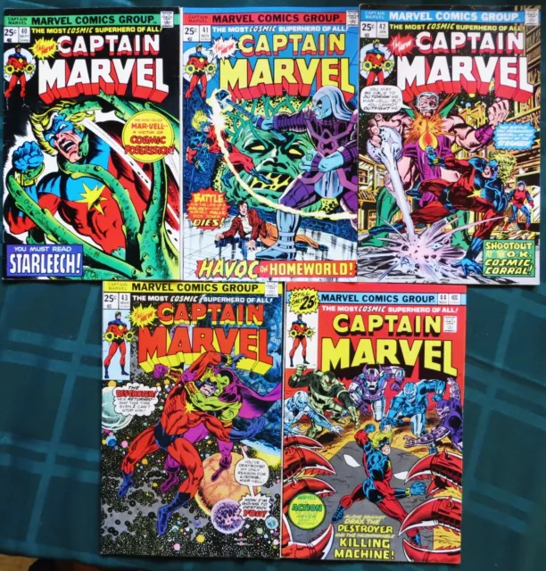 Captain Marvel 40-44 - 5-Issue Classic Bronze-Age Set!
