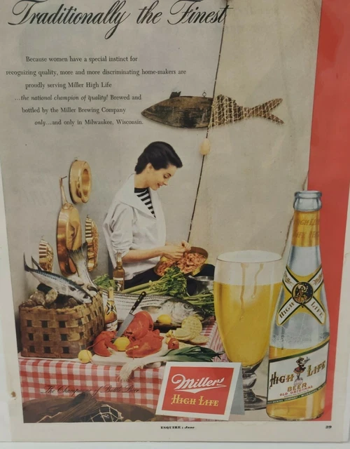 1950 Miller High Life Beer Advertisement Page Miller Brewing Clear Bottle VTG