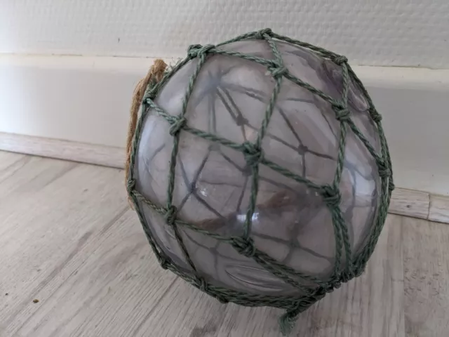 Ancienne boule en verre flotteur de filet de pêche déco marine
