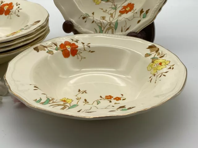 Vintage Six Porcelain Alfred Meakin Plates/Bowls Astoria Shape Marigold 1920-39 2