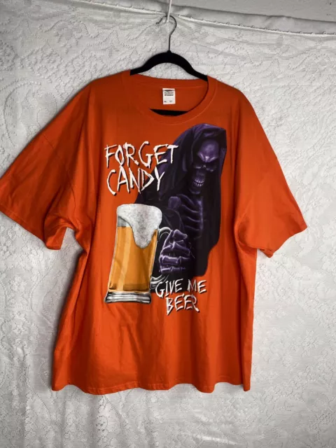 Halloween Forget Candy Give Me Beer Orange T Shirt  Tee Trick Or Treat Sz 3X