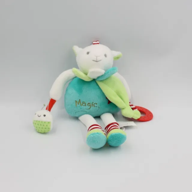 Doudou et compagnie pantin eveil mouton blanc bleu vert rouge Magic - 26813