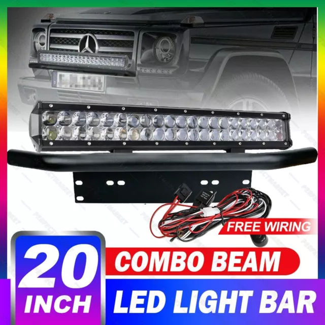 20inch 7D LED Light Bar Spot Flood Combo Kit + 23" Number Plate Frame + Wiring