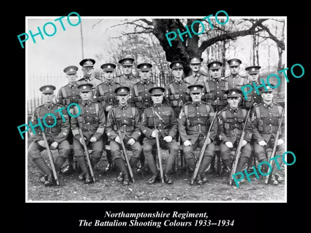 OLD HISTORIC MILITARY PHOTO OF NORTHAMPTONSHIRE REGIMENT SHOOTING COLORS c1933