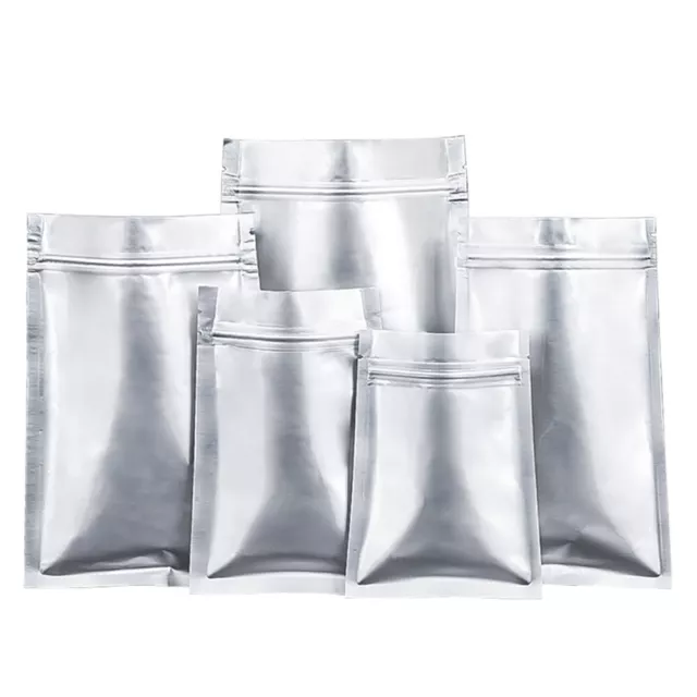 Silver Zip Lock Seal Mylar Bags Zipper Pouch Pure  Aluminum Foil Resealable Bag