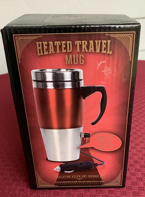 Heated Travel Mug 12V DC Adapter 15 oz Hot or Cold Red ~ NIB
