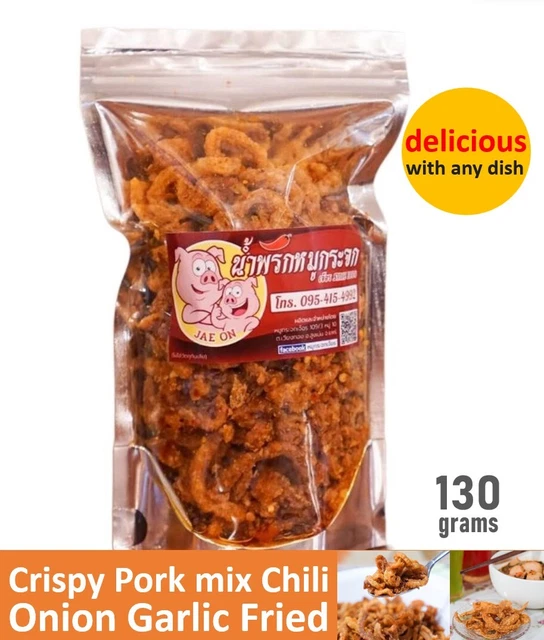 CRISPY PORK MIX Chili Onion Garlic Fried tasty spicy Thai Snack Savory
