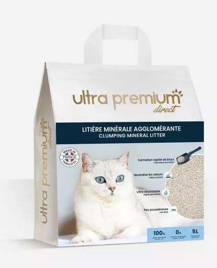 Litière minérale agglomérante chat 5L - 100% argile naturelle